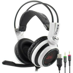 Headset Gamer Knup KP-400 White Led Vermelho 7.1 P2 (2 Saídas) - comprar online