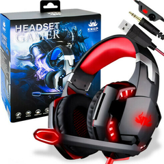 Headset Gamer Knup KP-455A Red Led Vermelho 7.1 P3 + Adaptador P2 (Pega em Todas as Plataformas) - loja online