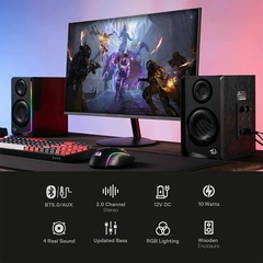 Caixa de Som Gamer Redragon BT Andante GS812 10W, RGB, Stereo 2.0, 3.5mm, Bass, Bluetooth e Auxiliar - comprar online