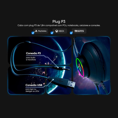 Headset Gamer GT Astra Black Led RGB P3 - comprar online