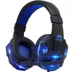 Headset Gamer Knup KP-397 Blue Led Azul P2 + Adaptador P3 (Pega em Todas as Plataformas)