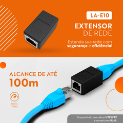 Emenda Extensor RJ45 Fêmea x Fêmea PlusCable LA-E10 /1000Mbps - comprar online