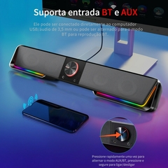 Soundbar Gamer Redragon Darknets GS570 RGB Stereo USB/Bluetooth 3.5mm Black - WZetta: Pcs, Eletrônicos, Áudio, Vídeo e mais