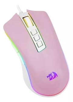Mouse Gamer Redragon Cobra M711WP RGB, 12400 DPI, 8 Botões Programáveis, Pink/White - loja online