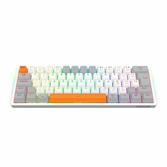 Teclado Mecânico 60% Redragon Akali White/Gray/Orange RGB Switch Brown - loja online