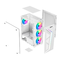 Imagem do Gabinete Gamer Hayom White GB1733 *Com 4 Fans Led Rgb Controlável* - ATX, Micro-ATX e Mini-ITX