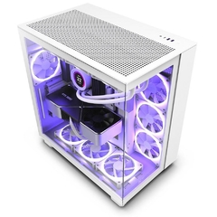 Imagem do Gabinete Gamer NZXT H9 Flow White *Com 4 Fans Sem Led* Painel de Vidro Ininterrupto - ATX, Micro-ATX e Mini-ITX