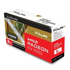 Imagem do Placa de Vídeo AMD RX 7600 8GB DDR6 Sapphire Pulse Dual Fan 128 Bits Saída 3 Displayport, HDMI