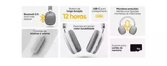 Headphone Bluetooth GT Max Prata BT 5.3 - Autonomia 12H - Alcance 10M - Entrada MicroSD/AUX