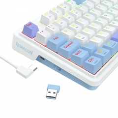 Teclado Mecânico 98% Redragon Gloria Pro White/Blue RGB Bluetooth/Wireless Recarregável Switch Bumblebee - comprar online