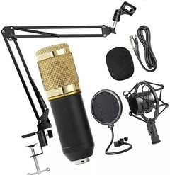 Microfone Condensador P2/XLR Leboss BM-800 com Suporte Braço Articulado