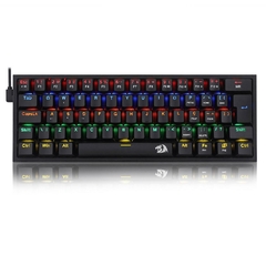 Teclado Gamer Mecânico Redragon Fizz Rainbow Black Switch Blue