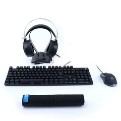 Combo Gamer HP GM3000 Teclado Mecânico Switch Blue Mouse 1000DPI Headset c/ Adaptador Mouse Pad 350X240x3mm