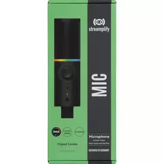 Microfone Streamer USB Streamplify RGB Mic Tripod Com Tripé Preto