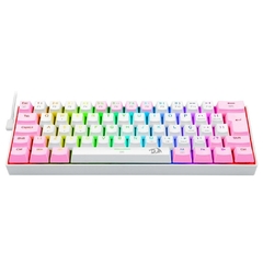 Teclado Mecânico 60% Redragon Dragonborn White/Pink RGB Switch Blue - comprar online