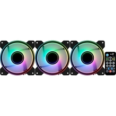 Kit 3 Cooler Fan Aerocool 120mm Mirage 12 Pro ARGB c/ Hub e Controle - comprar online