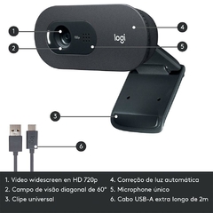 Webcam Logitech C505 720P HD 30 FPS com Microfone 3 MP USB - comprar online