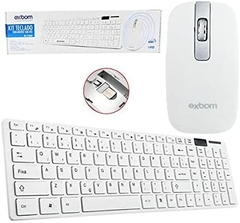 Kit Teclado e Mouse s/ Fio Exbom BK-S1000 White 2.40GHZ 10M - loja online