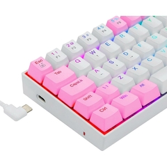 Teclado Gamer Mecânico Redragon Dragonborn Led RGB White/Pink Switch Blue - loja online