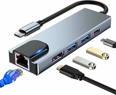 Hub Adaptador USB-C Knup KP-AD143 5 em 1 2USB/HDMI/USB-C/RJ45 - comprar online