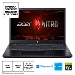 Notebook Gamer Acer Nitro V15 ANV15-51-58QL, Intel Core i5-13420H 13ª Geração, 8GB, 512GB SSD, Nvidia GeForce RTX 2050 4GB, 15.6”, Windows 11, Preto - comprar online