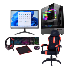 PC GAMER COMPLETO RYZEN 5 5600GT 16GB RAM SSD 240GB FONTE 500W + MONITOR GAMER C3TECH 19" + KIT GAMER GT 4 EM 1 + CADEIRA GAMER GT MARS