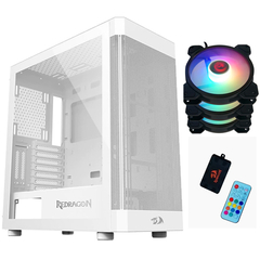 Gabinete Aeroglass White *Com 3 Fans Led Rgb* *Com Controladora e Controle* - ATX, Micro-ATX e Mini-ITX