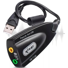 Adaptador Placa de Som Áudio USB Externa 7.1 Knup HB-T130