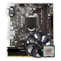 Kit Upgrade Intel: Placa Mãe H310 LGA 1151 MSI + i3 9100F 4.20GHz + Cooler GT + Mem DDR4 8GB 2666MHz GT
