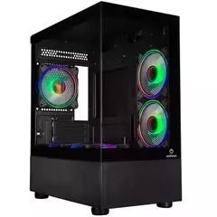 Gabinete Gamer OnePower Crystal CC-202B *Com 5 Fans Led Rgb* *Com Controladora e Controle* - Micro-ATX e Mini-ITX