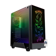 Imagem do Gabinete Gamer Gamemax Kreator Com Led Rgb Frontal e *Frente Para Escrever Com Caneta Mágica* *Com Controladora e Controle* - ATX, Micro-ATX e Mini-ITX