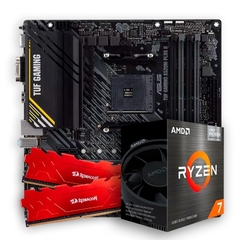 Kit Upgrade AMD: Placa Mãe A520 AM4 Asus TUF + Ryzen 7 5700G 4.60Ghz + AMD Cooler + Mem DDR4 16GB 2/8GB 3200MHz Redragon