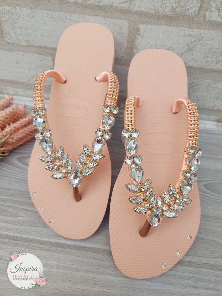 Havaianas Modelo Sereia Rose Cristal Diamante