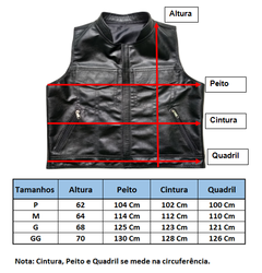 Colete de Couro Gola de Padre com Abertura Laterais - WF MOTOCOURO - Coletes de couro para motocilcistas