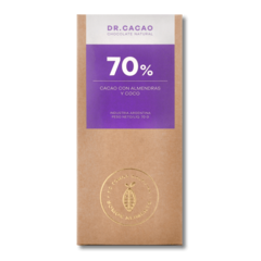 70% Puro Cacao con Almendras y Coco (70/80g) - DR CACAO