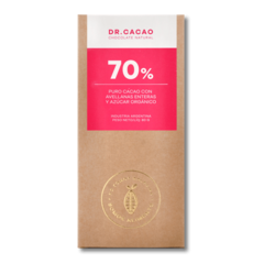 70% Puro Cacao con Avellanas Enteras y Azúcar Orgánico (80g) - DR CACAO