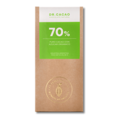 70% Puro Cacao con Azúcar Orgánico (80g) - DR CACAO