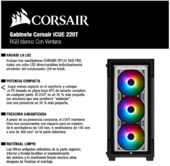 Gabinete Corsair iCUE 220T RGB blanco Con Ventana