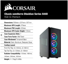 Gabinete Corsair Obsidian Series 500D RGB SE Premium