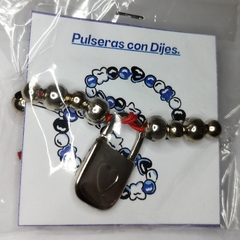 Imagen de Pulsera cuentas de metal con dije