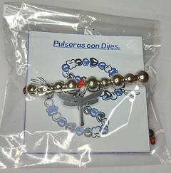 Pulsera cuentas de metal con dije