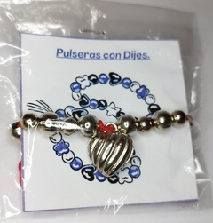 Imagen de Pulsera cuentas de metal con dije