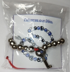 Pulsera cuentas de metal con dije