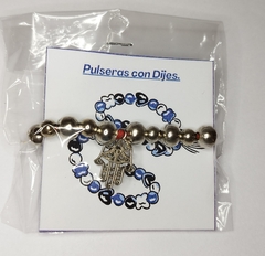 Pulsera cuentas de metal con dije - Sahumerios del Oeste