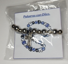 Pulsera cuentas de metal con dije - comprar online