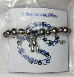 Pulsera cuentas de metal con dije - Sahumerios del Oeste