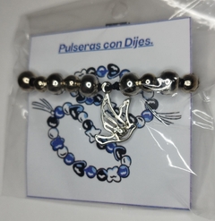 Imagen de Pulsera cuentas de metal con dije