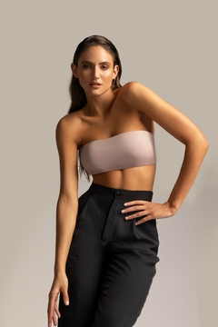 BR1710-Top bandeau sin taza de microfibra doble. - lenceriamarina