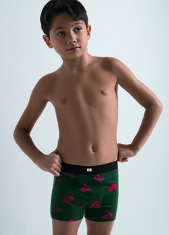 BA4044-Boxer niño algodón y lycra Estampado Dragones, elástico liso negro. - comprar online