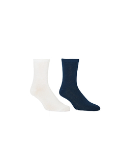 CO22501-PACK X12 unidades (DOCENA), MEDIAS COLEGIAES Blanco/Azul Marino